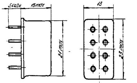 Габаритные размеры реле РЭС47
