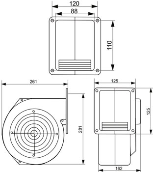 Рис.1. Габаритная схема М+М вентилятора G2E 180 EH 03-01