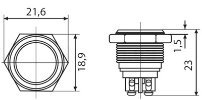 Рис.1. Габаритный чертеж TY 16-211A Scr кнопки