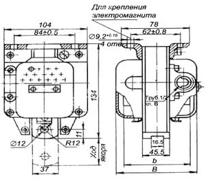 Рис.1. Чертеж электромагнита тянущего исполнения МИС 5100