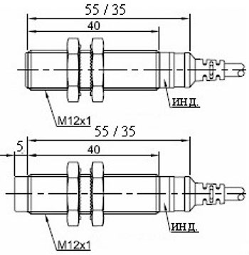 Рис.1. Чертеж датчика бесконтактного ВКИ.М12.55К.4.НО-НЗ.Р